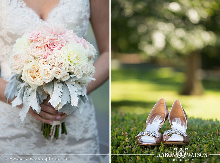 bouquet and wedding shoes