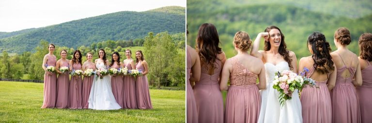 Blush Bridesmaids Dresses Vineyard Wedding