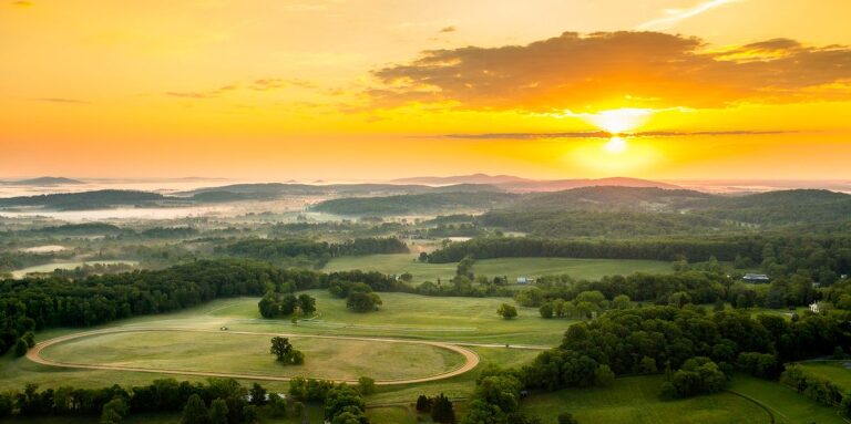 Aerial Sunset Photograph Charlottesville