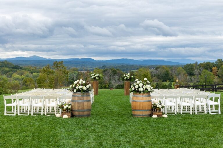 Outdoor wedding ceremony at Mount Ida Farm
