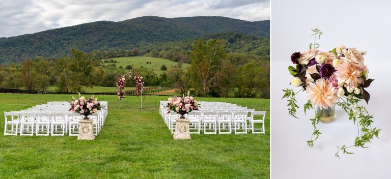 Fall outdoor wedding ceremony at King Family Vineyards