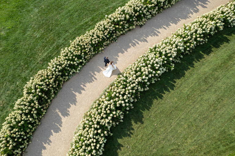 aerial wedding photography pippin hill farm and vineyard