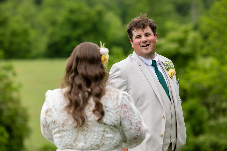 Chiswell Winery Wedding first look bride and groom